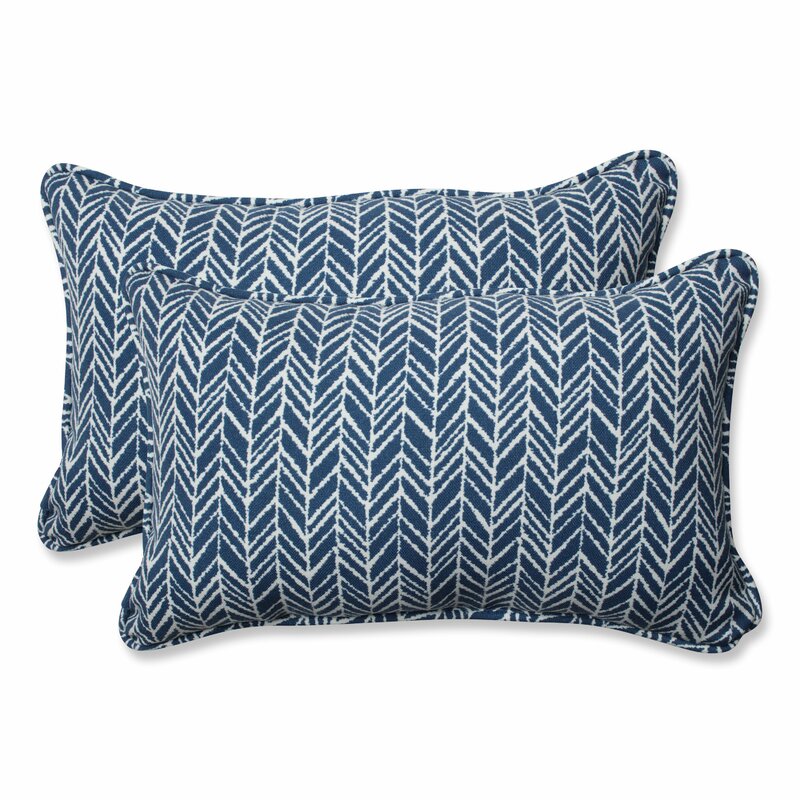 Pillow Perfect Herringbone Indoor/Outdoor Lumbar Pillow & Reviews Wayfair